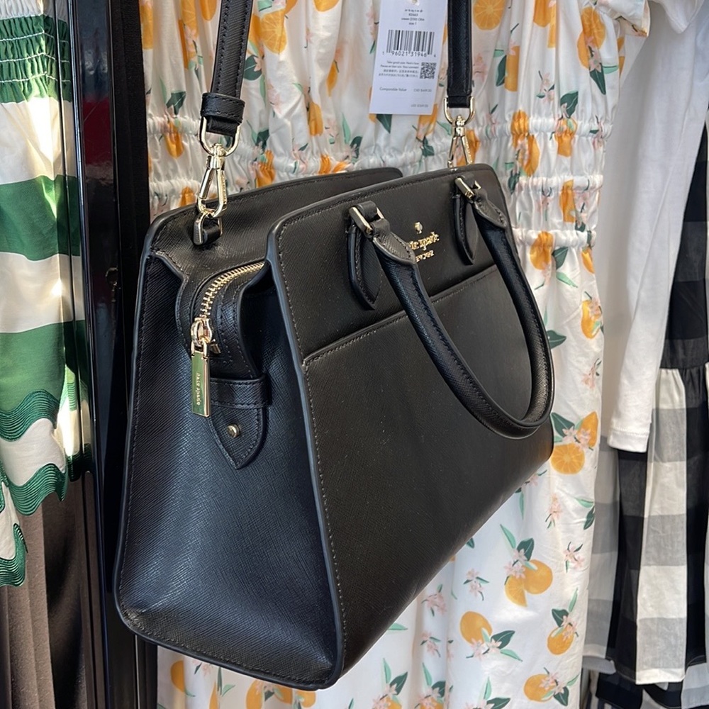 Kate Spade Madison Safiano Leather Medium Satchel Handbag 
COLOR: Black 
NWT - Picture 8 of 16
